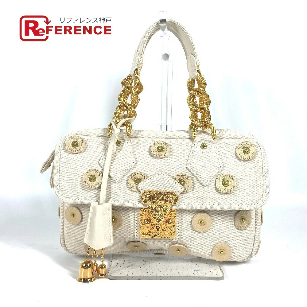 LOUIS VUITTON Polka Dots Panama Tinkerbell Handbag Bell Canvas Ivory White